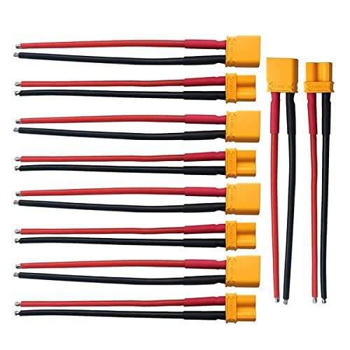 5Pairs XT30 Plug Male Female Connector with 100mm 16AWG Silicone Wire for RC LiPo Battery FPV Drone - style: XT30