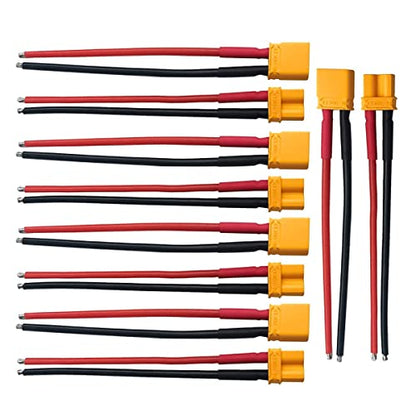 5Pairs XT30 Plug Male Female Connector with 100mm 16AWG Silicone Wire for RC LiPo Battery FPV Drone - style: XT30
