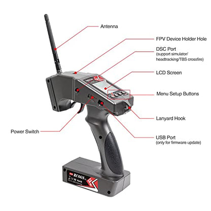 Radiolink RC6GS V3 7 Channels RC Transmitter and R7FG&R4FGM Gyro Receiver, 2.4GHz 600m RC Remote, Voltage Telemetry RC Controller and Receiver kit for Remote Control Car, Boats
