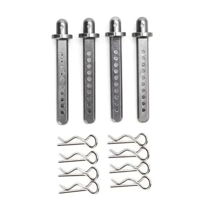 RC Replacement Parts For Axial For SCX10 90022 90027 90028 1:10 4Pcs/set Aluminum RC Car Body Post Mounts RC Car Crawler(Silver) - color: Silver