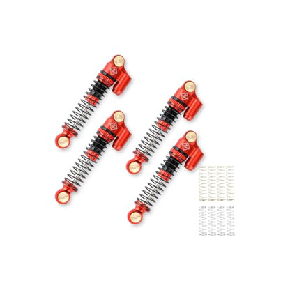 FCX24 Shocks 47MM Oil-Filled Shocks Absorber With Springs | Long Travel Shocks For FMS FCX24 FCX18 Upgrades 1/24 1/18 RC Crawler - color: Red