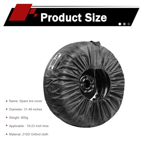 Car Tire Protector, Car Spare Tire Cover, Spare Tire Storage Bag, Universal for Most Cars (Black #31.49")