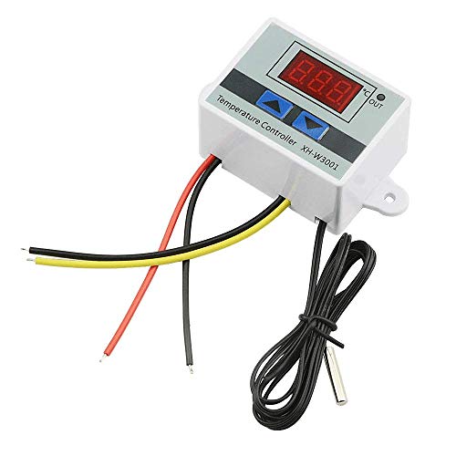 XH-W3001 DC 12V 10A Microcomputer Digital Temperature Controller Digital Display Thermostat Control Switch and NTC 10K Thermistor Sensors Digital Temperature Probe (12V 120W)