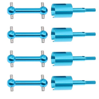 4Pcs Treehobby Aluminum Alloy Drive Shaft Dog Bone Dogbone & Wheel Stub Axle Cup Compatible with Tamiya TT01 TT02 1/10 RC Car Upgrades Parts(Blue)