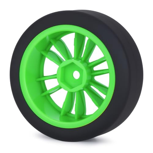 1/10 RC Drift Wheels and Tires Set, 12 Spoke On-Road Touring Car Wheel Tire Combo, 12mm Hex Drift Tires for RC Drift Car, 4PCS (Green) - color: Green