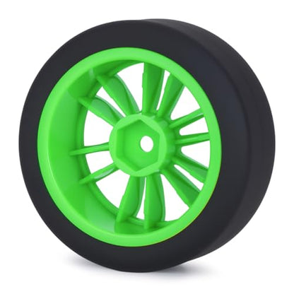 1/10 RC Drift Wheels and Tires Set, 12 Spoke On-Road Touring Car Wheel Tire Combo, 12mm Hex Drift Tires for RC Drift Car, 4PCS (Green) - color: Green