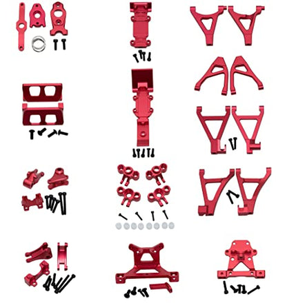 Upgrade Compatible with Traxxas 1/16 E-REVO Mini Slash Rc Car Body Post Mount & Skid Plate & Axle Carriers Knuckle Arm & Suspension Rocker Arms & Steering Full Set Aluminum Alloy Parts(Red) - color: Red