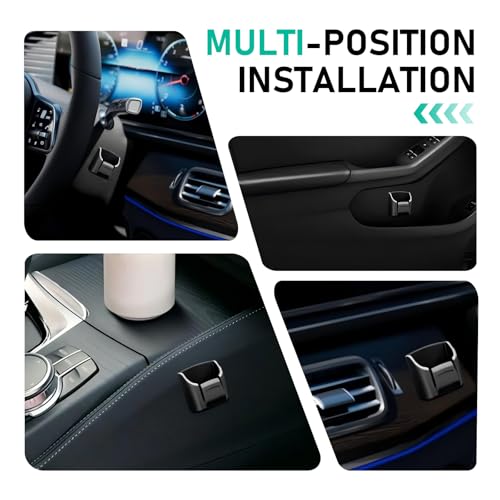 Car Key Fob Holder, Anti-vibration Dashboard Storage Box with Card Slot, Multi-function Organizer for Remote Key Card Small Item, Self-adhesive Accessory for Center Console Door Panel (Black)