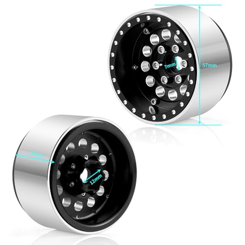 4PCS/Set 1.9" Aluminium Beadlock Wheel Tire Set with Foam Insert for 1/10th AXIAL SCX10 TRX4 Gen8 SCX10-II AXI90046,SCX10-III,D90 RC Crawler Truck Car Upgrade (Black) - color: Black
