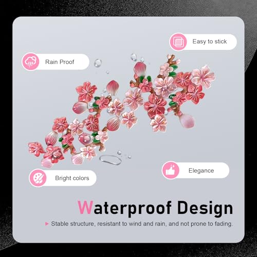32 PCS 3D Stereo Cherry Blossom Car Stickers, Flower Design DIY Car Body Bumper Decoration, Personalized Scratch Cover Waterproof Decals, Universal for Cars SUVs Trucks (Pink) - size: 32 PCS