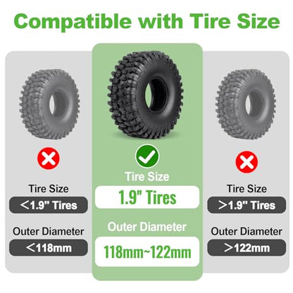 HobbyPark 1.9 Tires Silicone Inserts Foam fit 118-122mm for 1/10 Scale RC Crawler Trucks Wheel Tires, Super Soft, 4pcs (Green) - color: Green