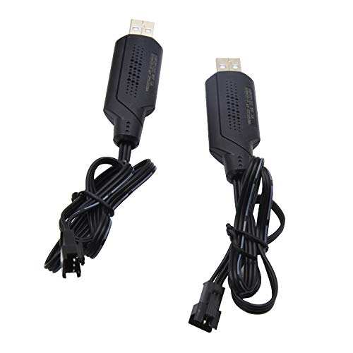 Blomiky 2 Pack 7.4V SM-3P Plug Charger Cable for 7.4V 2S 600mAh 900mAh 1200mAh 1300mAh 1500mAh Li-ion Battery/SM-3P USB 2