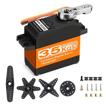 35KG Servo Motor High Torque Coreless Metal Gear Waterproof Digital and Stainless Steel Gear Servo Arduino Servo for Robotic DIY, RC Car, Control Angle 180°