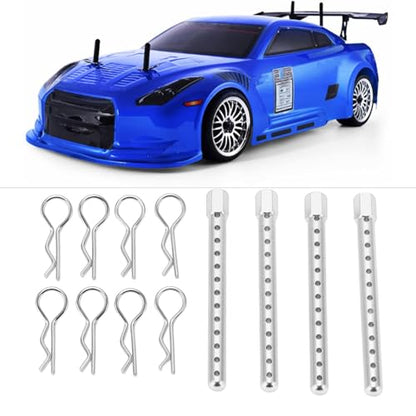 RC Body Post, High Strength Aluminum Alloy RC Car Shell Column Car Shell Holder Mounts with Buckle for HSP 94102 94122 94103 94 1/10 (Silver)