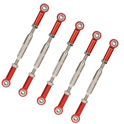 Zopsc 6Pcs 88mm Aluminum Alloy Push Rods, Adjustable Turnbuckle Linkages for RC Car Upgrade Parts Red - color: Red