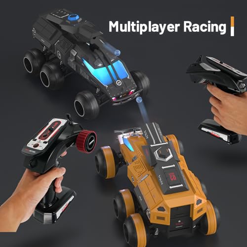 Remote Control Car, 6-Wheel Drive 2.4GHz 1:12 RC Truck Toy Off Road with Headlights, Turn Signal Lights and 2 Rechargeable Batteries Gifts for Kids Adults Age 8+ (Black) - color: Black