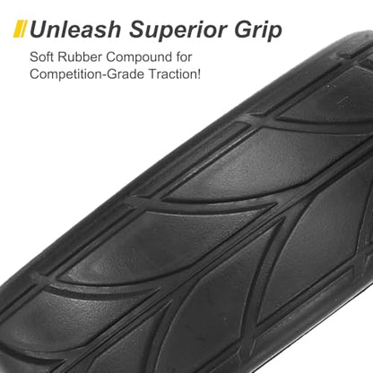 uxcell 4-Pair High-Grip RC Car Tire & Wheel Set for 1/10 Scale On-Road Touring Cars - Soft Rubber Tyres with 12mm Hubs, Black, Type J
