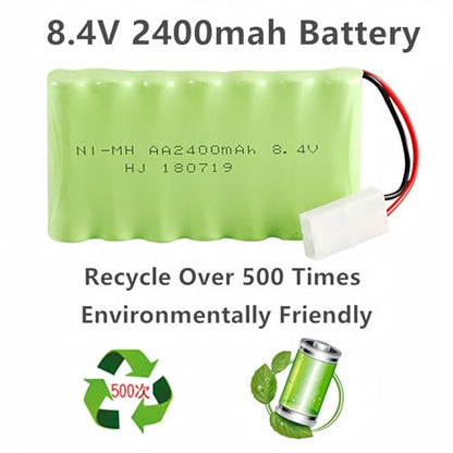 8.4V 2400mAh NiMH Battery Pack Rechargeable AA Battery with Standard Tamiya Connector for RC Car RC Truck Tank 1 Pack 8.4V Battery