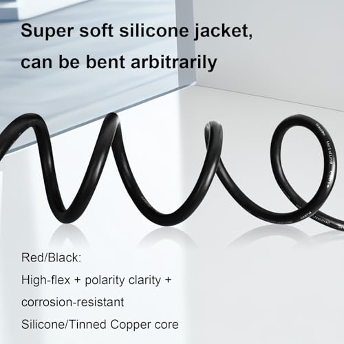 8 Gauge Silicone Wire (20ft Red & 20ft Black), 8 AWG Electrical Cable 0.08mm Tinned Copper Core High Temperature Resistant Wire, Soft and Flexible for RC Cars, Boat, Drones etc - size: 20FT, style: 8AWG
