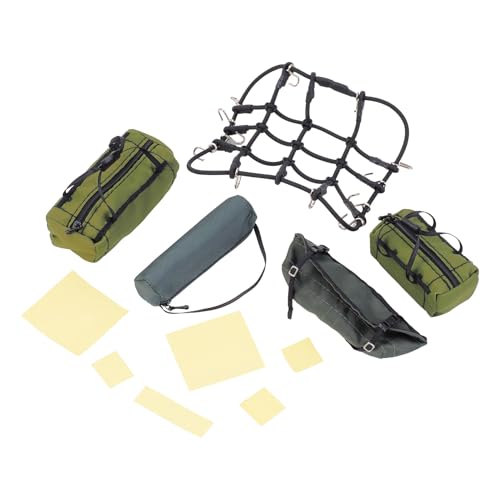 Simulation Roof Travel Bag Scale RC Decoration Luggage Bag Net for 1/10 1/12 Redcat SCX10 TRX4 WPL RC Crawler Upgrade Parts Green - color: Green
