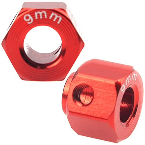 ShareGoo Aluminum RC 12mm Hex Extended Wheel Hex Hub Extension 9mm Offset Spacers Compatible with Traxxas TRX4 TRX6 1/10 RC Crawler (9mm, Red) - color: Red, size: 9mm