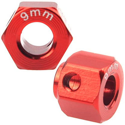 ShareGoo Aluminum RC 12mm Hex Extended Wheel Hex Hub Extension 9mm Offset Spacers Compatible with Traxxas TRX4 TRX6 1/10 RC Crawler (9mm, Red) - color: Red, size: 9mm