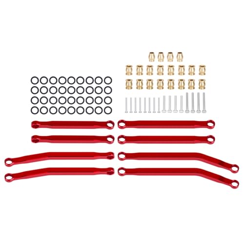 Aluminum High Clearance Chassis Links Suspension Steering Links Set for 1/30 Axial SCX30 RC Crawler Car Upgrade Parts (Red Kit) - color: Red Kit