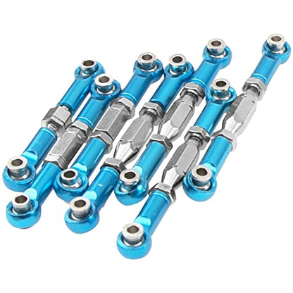 Metal 144001 Steering Linkage Turnbuckles Rod Camber Links Tie Rods Pull Rod Compatible with Wltoys 144001 124019 124018 1/14 RC Car Buggy (Blue)