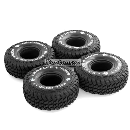1.9 Inch RC Crawler Tires OD 118mm 1/10 Soft Rubber Wheels Tyres For 1:10 Scale Crawler Car Traxxas TRX4 RC4WD D90 Axial SCX10 II Tamiya CC01 Gen8 Redcat 1.9" Beadlock Wheels 4Pcs