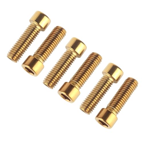 6Pcs Bike Screws M6x10 12 16 18 20 25 30 35mm Stainless Steel Socket Head Cap Allen Hex Bolt (Gold, M6 x25mm) - color: Gold, size: M6 x25mm