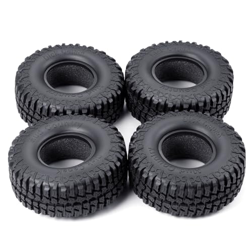 4PCS 1.9inch Rubber Tyre 100mm OD Wheels Tire Off Road Mud Wheel Tires Rubber Terrain Crawler Tyre for 1/10 TRX-4 Axial SCX10 90047 D90 D110 TF2 RC Crawler Car Replacement Upgrade Part