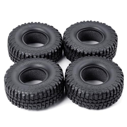 4PCS 1.9inch Rubber Tyre 100mm OD Wheels Tire Off Road Mud Wheel Tires Rubber Terrain Crawler Tyre for 1/10 TRX-4 Axial SCX10 90047 D90 D110 TF2 RC Crawler Car Replacement Upgrade Part