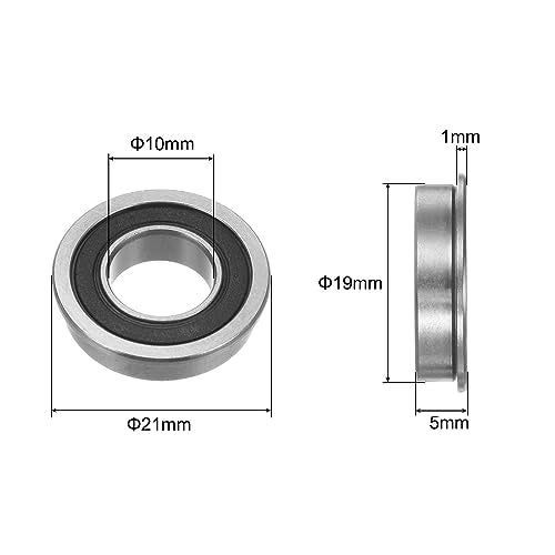 uxcell F6800-2RS Flanged Ball Bearing 10x19x5mm Double Sealed Chrome Steel Flange Bearings, 10pcs - size: F6800-2RS