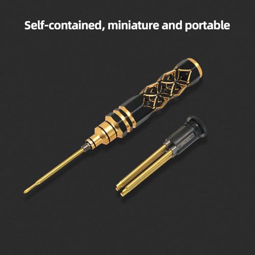 5-in-1 RC Tool Kit, Hex Allen Screwdriver Kit, RC Screwdriver Set 1.5mm 2.0mm 2.5mm 3.0mm RC Car Repair Tool Kit for RC Model Car Boat Helicopter (Gold) - color: Gold