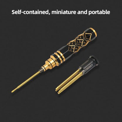 5-in-1 RC Tool Kit, Hex Allen Screwdriver Kit, RC Screwdriver Set 1.5mm 2.0mm 2.5mm 3.0mm RC Car Repair Tool Kit for RC Model Car Boat Helicopter (Gold) - color: Gold