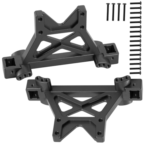 RC Front Rear Shock Tower Shock Mounts Upgrades Part for 1/10 E-MAXX T-Maxx,2PCS Aluminum Shock Tower Shock Hops up,Black,Replace Part #4917R - color: Black - (Shock Mounts)