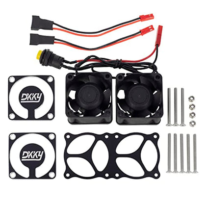 DKKY RC Motor Cooling Fan Heatsink 2Pcs DIY Kit for TRX4 ARRMA Axial 1/10 1/8 1/5 RC Model Car Upgrade Parts (Black) - style: Black