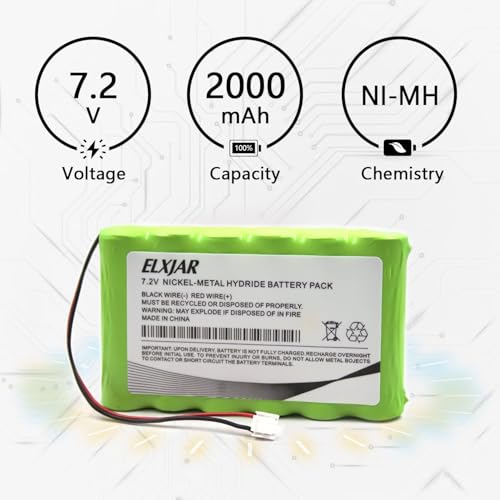 (2-Pack) 7.2V 2000mAh Ni-MH Battery for DSC 3G4000, LE4000 | Fits 3G4000-BATT and 6PH-H-AA2200-S-J26 compatible cellular communicator systems; rechargeable replacement battery pack.