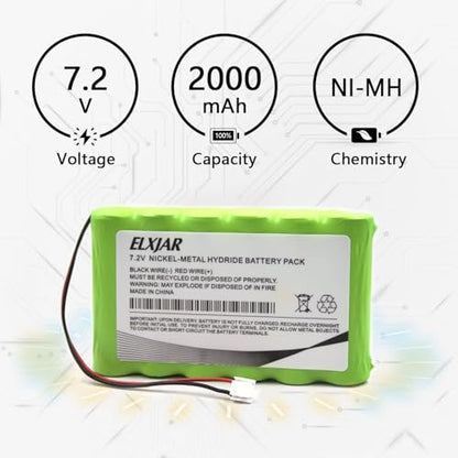(2-Pack) 7.2V 2000mAh Ni-MH Battery for DSC 3G4000, LE4000 | Fits 3G4000-BATT and 6PH-H-AA2200-S-J26 compatible cellular communicator systems; rechargeable replacement battery pack.