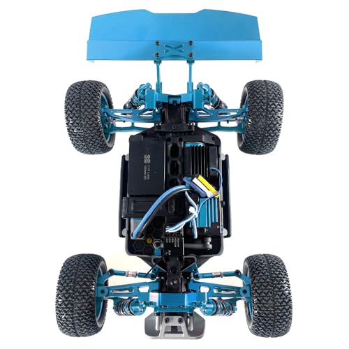 1/16 Scale RC Car Upgrade Metal Spoiler Assembly CNC Machined Aluminum Rear Wing for MJX Hyper Go 1/16 16207 H16PL RC Car, Replacement Parts for Enhanced Stability and Customization (Blue) - color: Blue