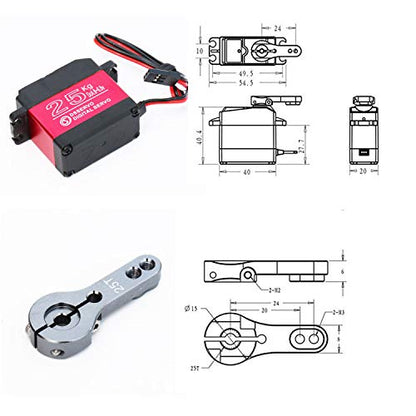 25KG Servo Motor High Torque Metal Gear for 1/6 1/8 1/10 1/12 RC Car | 2Pack, Waterpoof, 25T Servo Horn 270 Degree, Standard Size, Quiet, Great digital Servo for RC Robot Boat