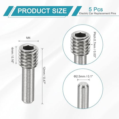 MECCANIXITY 5 Pack Driveshaft Screw Pins, M4x12x4mm Universal Stainless Steel Drive Shaft Screw Pins, RC Car Repair Parts for Electric Car/Truck Replacement - size: M4x12x4mm