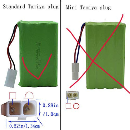 Blomiky 2 Pack 9.6V 2000mAH NiMH Rechargeable AA Battery Packs with Standard Tamiya Connectors Plug and USB Cable for RC Tank Car Truck and Vehicles 9.6V Tamiya 2