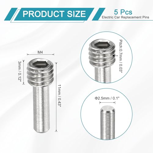 MECCANIXITY 5 Pack Driveshaft Screw Pins, M4x11x3mm Universal Stainless Steel Drive Shaft Screw Pins, RC Car Repair Parts for Electric Car/Truck Replacement - size: M4x11x3mm