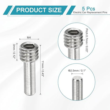 MECCANIXITY 5 Pack Driveshaft Screw Pins, M4x11x3mm Universal Stainless Steel Drive Shaft Screw Pins, RC Car Repair Parts for Electric Car/Truck Replacement - size: M4x11x3mm