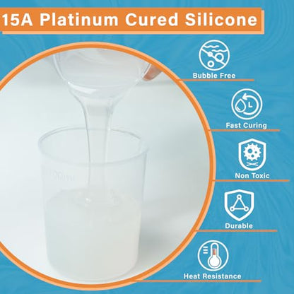 Bond Craftor 15A Silicone Mold Making Kit 64oz, 4H Cure Platinum Silicone | Easy Mixing, High Tear Strength, Non-Toxic Silicone Mold Kit for for Resin, Jewelry, Craft, Soap, Candle, 3D Silicone Molds - size: 64oz