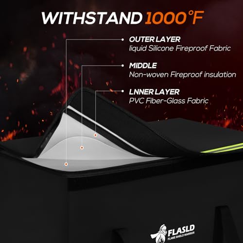 FLASLD Large Fireproof Lipo Bag for 200Ah Lithium Battery Storage and Charging, 22 x 9 x 9.5in E-bike Battery Bag Waterproof Box for Documents and Valuables - color: 22 x 9 x 9.5inch