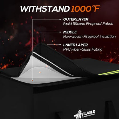 FLASLD Large Fireproof Lipo Bag for 200Ah Lithium Battery Storage and Charging, 22 x 9 x 9.5in E-bike Battery Bag Waterproof Box for Documents and Valuables - color: 22 x 9 x 9.5inch