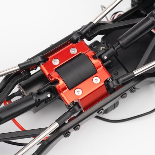CNC Aluminum Center Frame Brace Transmission Skid Plate Gearbox for FMS FCX18 LC80 1/18 RC Crawler Car Upgrades (Red) - color: Red