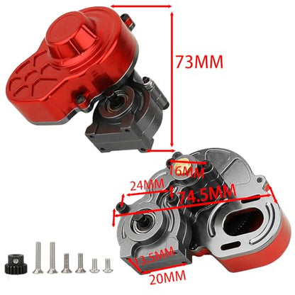 All Metal Complete Gearbox Transmission with Motor Gears for 313mm Wheelbase 1/10 RC Crawler Truck Axial SCX10 & SCX10 II DIY Upgrade Parts (red-Titanium) - color: Red-titanium